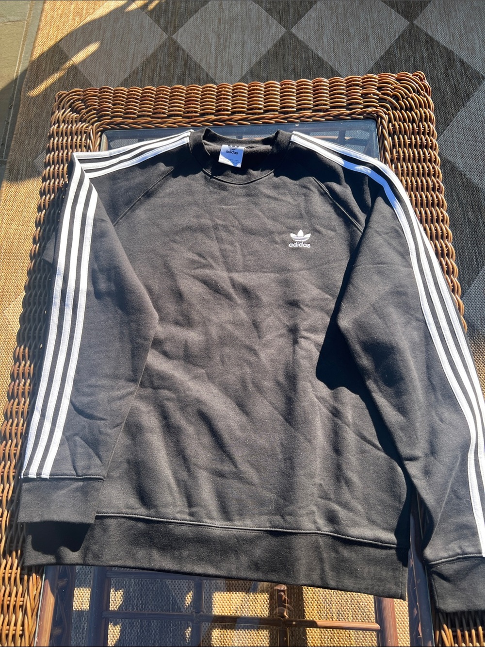 adidas Black Crewneck Sweatshirt with White Stripes